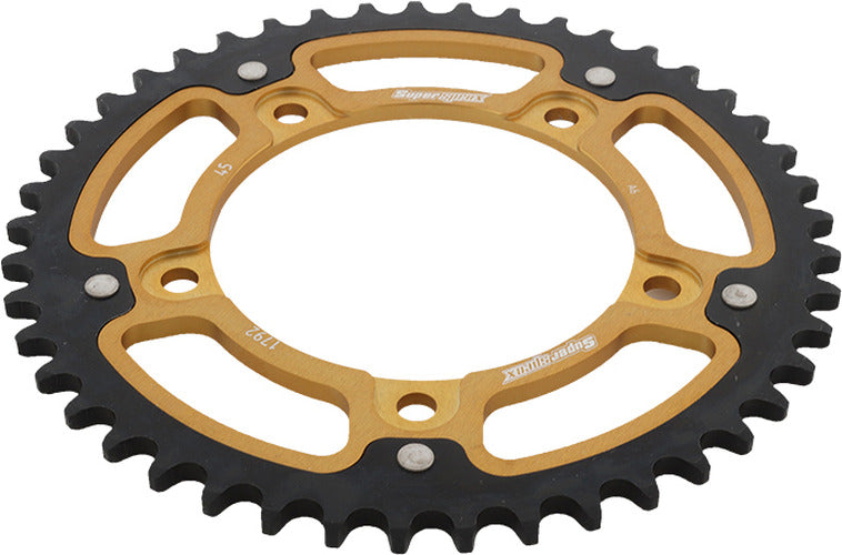 REAR STEALTH SPROCKET ALU/STL 45T-525 GLD SUZ/TRI