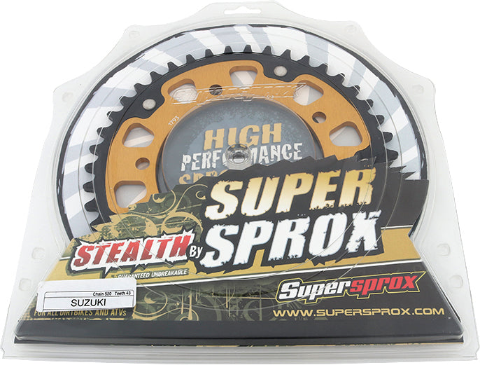 REAR STEALTH SPROCKET ALU/STL 43T-520 GLD HAY/SUZ/TRI