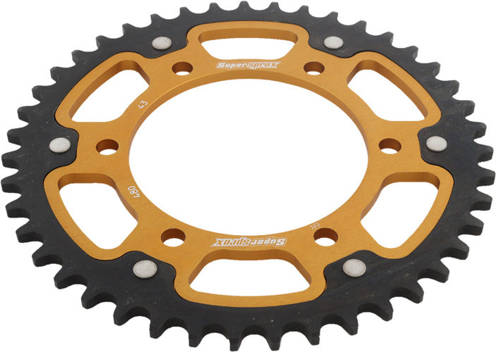 REAR STEALTH SPROCKET ALU/STL 43T-525 GLD SUZ/YAM