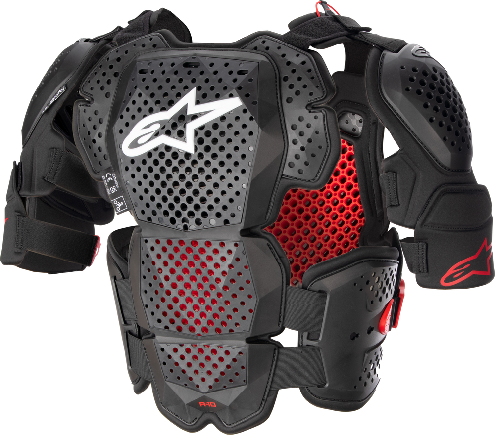 A-10 V2 FULL CHEST PROTECTOR ANTHRACITE/BLACK/RED MD/LG