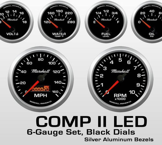 TACH FORCE 6 GAUGE SET BLACK-LS