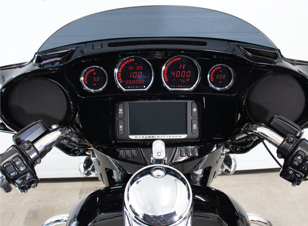 4 PIECE RED LED GAUGES `14-22 FLHT FLHX FLTR