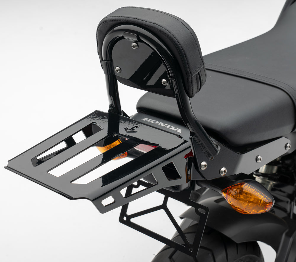 MINI ROUND SISSY BAR W/PAD BLACK HON GROM