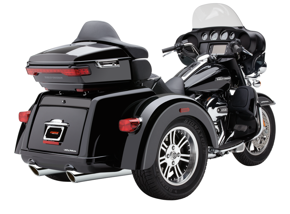909-TWINS 4" SLIP-ONS BLACK TRI-GLIDE 09-25