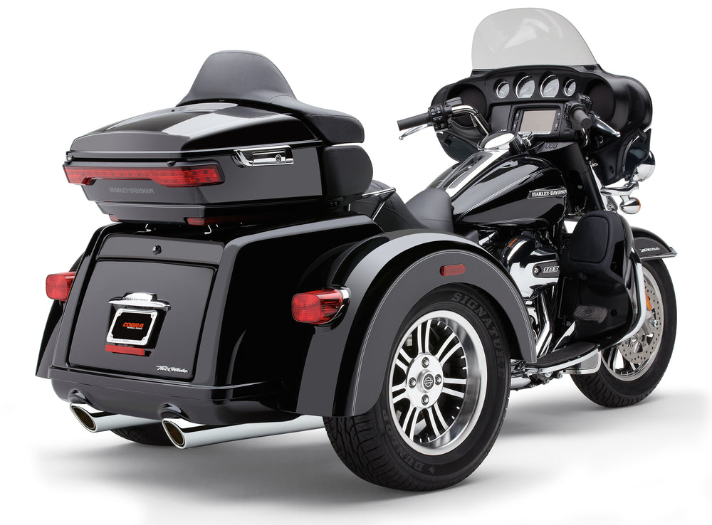 909-TWINS 4" SLIP-ONS CHROME TRI-GLIDE 09-25