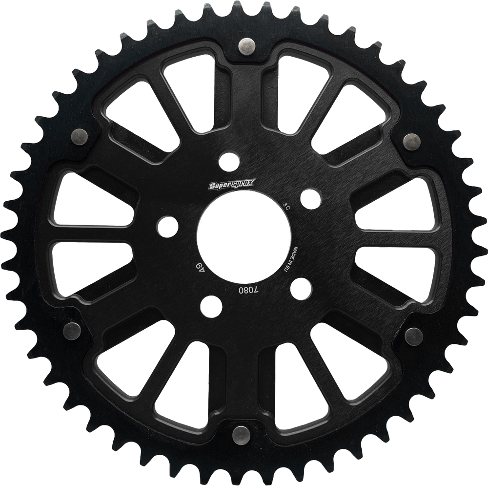STEALTH 49T REAR SPROCKET BLK ALUM CAR  BLK STEEL TEETH