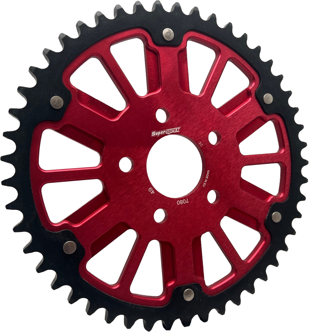 STEALTH 51T REAR SPROCKET RED ALUM CAR  BLK STEEL TEETH