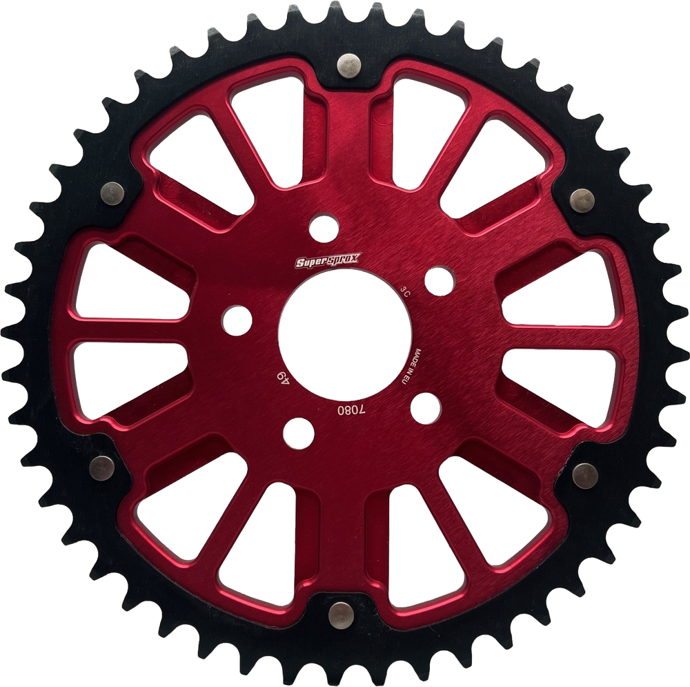 STEALTH 53T REAR SPROCKET RED ALUM CAR  BLK STEEL TEETH