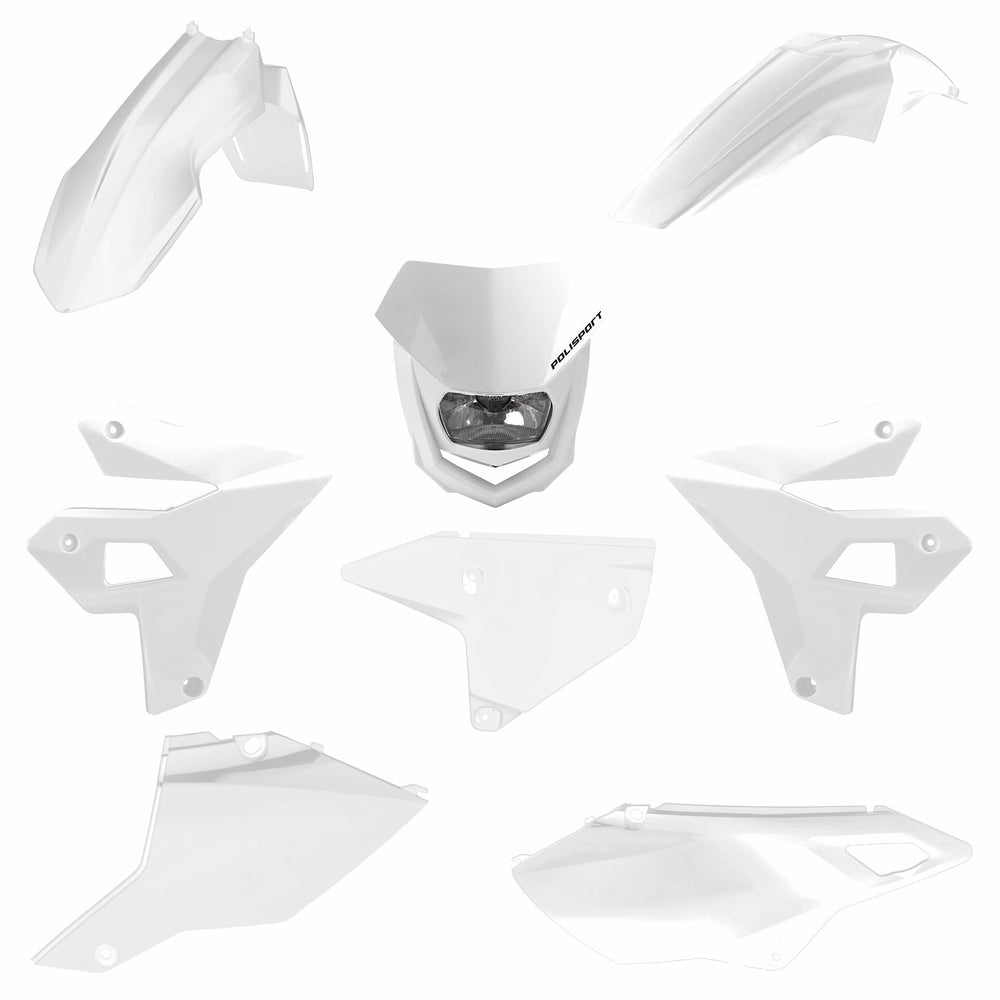 FULL PLASTIC  KIT W/ HEADLIGHT SUZUKI DR400 WHITE