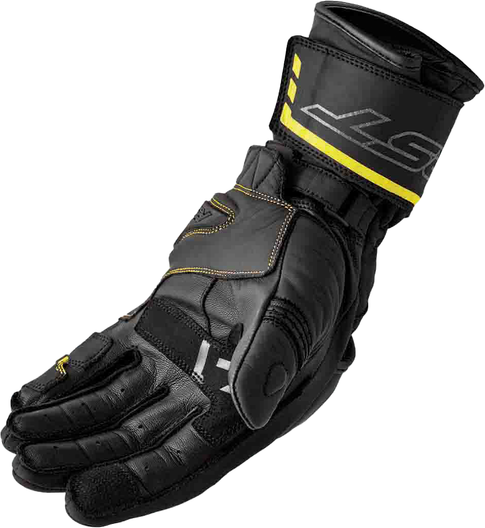 S1 GLOVE BLK/FLO-YEL LEATHER LG