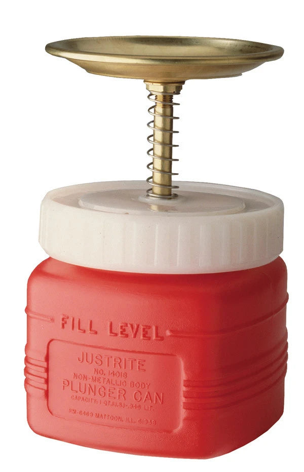 PLUNGER DISPENSING CAN NONMETALLIC PERFORATED SCREEN 1 QT POLY RED
