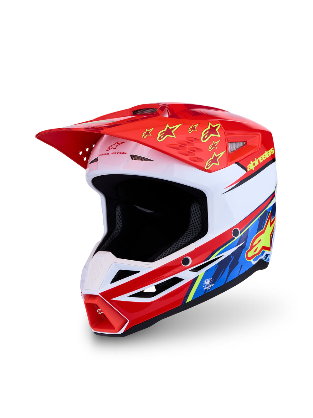S-M3 FALCON HELMET ECE06/DOT RED FL/WHT/BLUE/YL FLGL LG