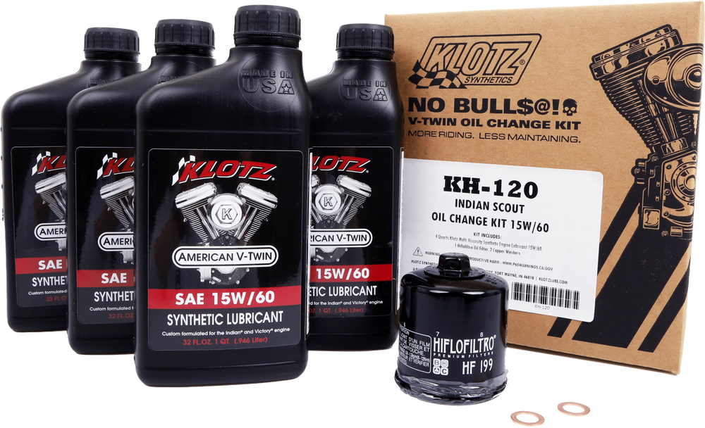 INDIAN SCOUT 4QT SYNTHETIC OIL CHANGE KIT