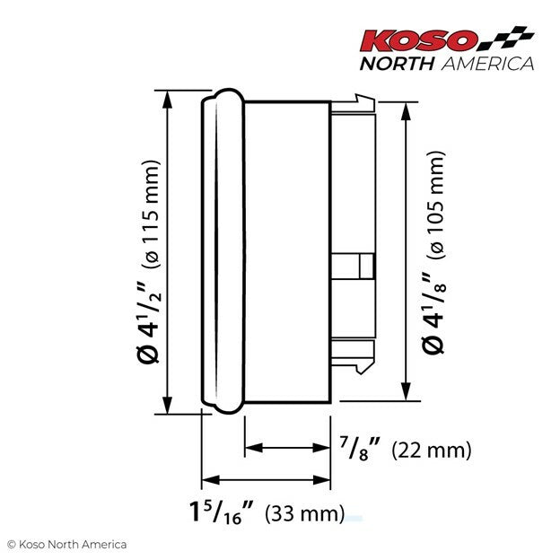 KOSO HD-05 4.5" GUAGE CHROME BEZEL, CANBUS MODELS
