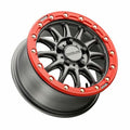 ALPHA BDLK 15X10 5/4.5 (+25MM) GUNMETAL/RED