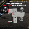 ADJUSTABLE ALUMINUM HITCH BALL MOUNT WITH 2IN & 2.31IN BALLSSILVER
