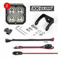 XK Glow XKchrome 20w LED Cube Light w/ RGB Accent Light Kit w/ Controller- Flood Beam 2pc