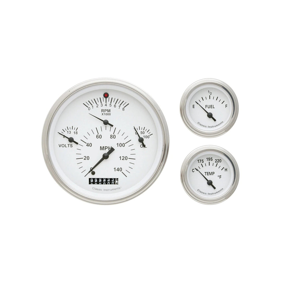 57 CHEVY 6 GAUGE SET WHITE-LS
