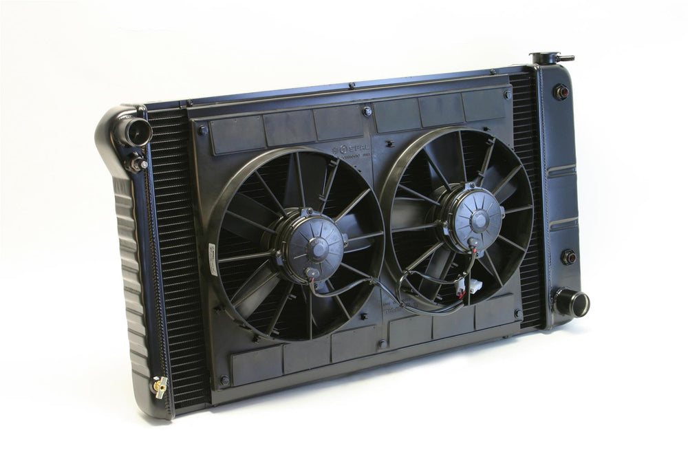Radiator w/Fans Chevelle 68-72 Auto Trans Black