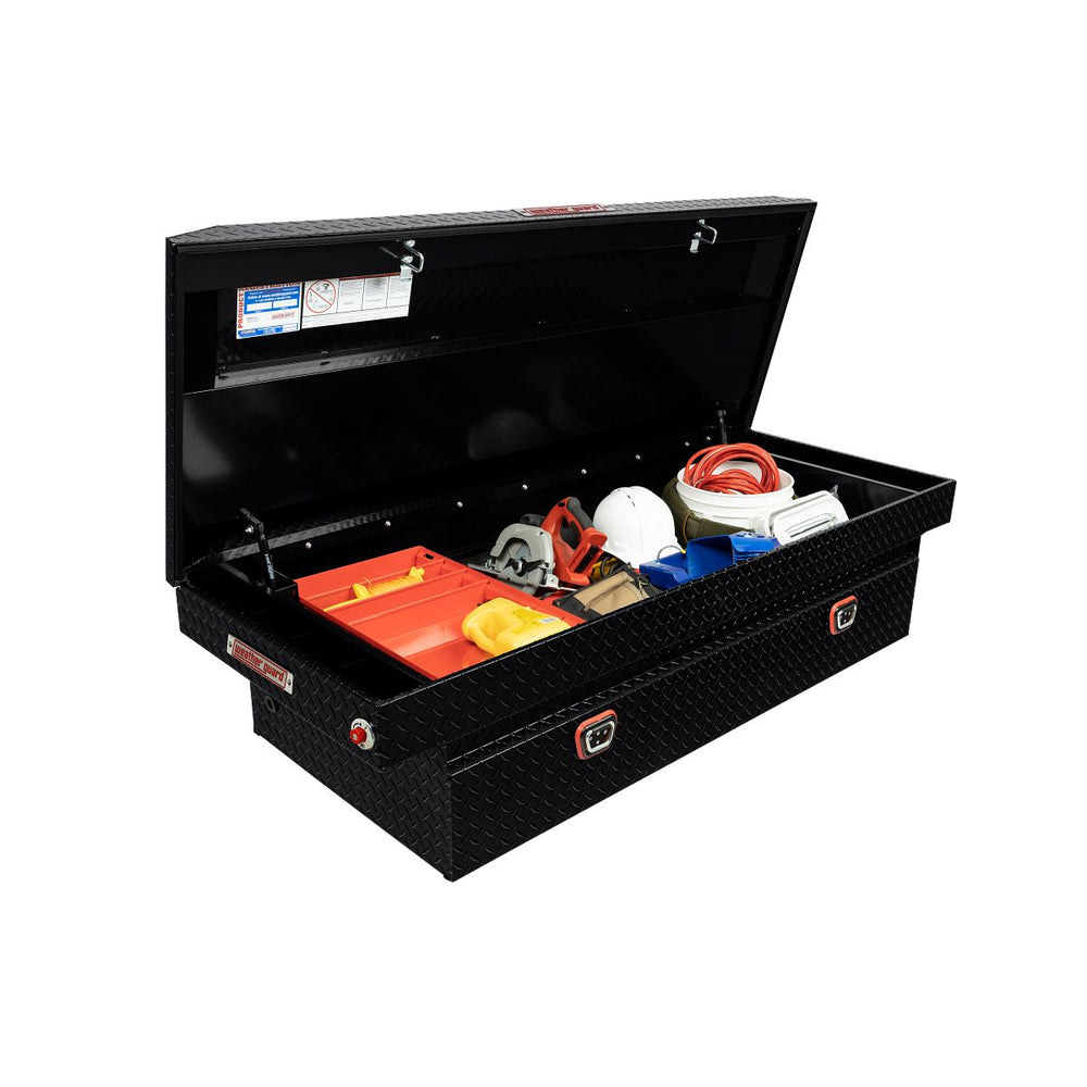SADDLE BOX ALUMINUM FULL EXTRA WIDE GLOSS BLACK 15.5 CU FT