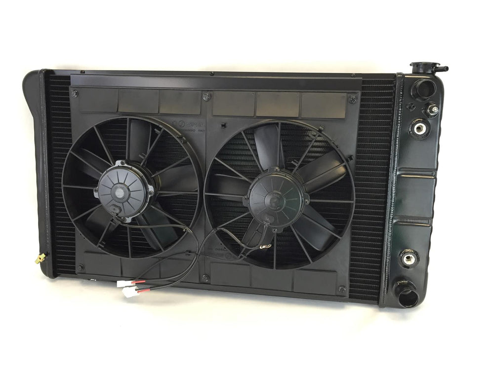 Radiator w/Fans Chevelle 68-72 LS Auto Trans Blk