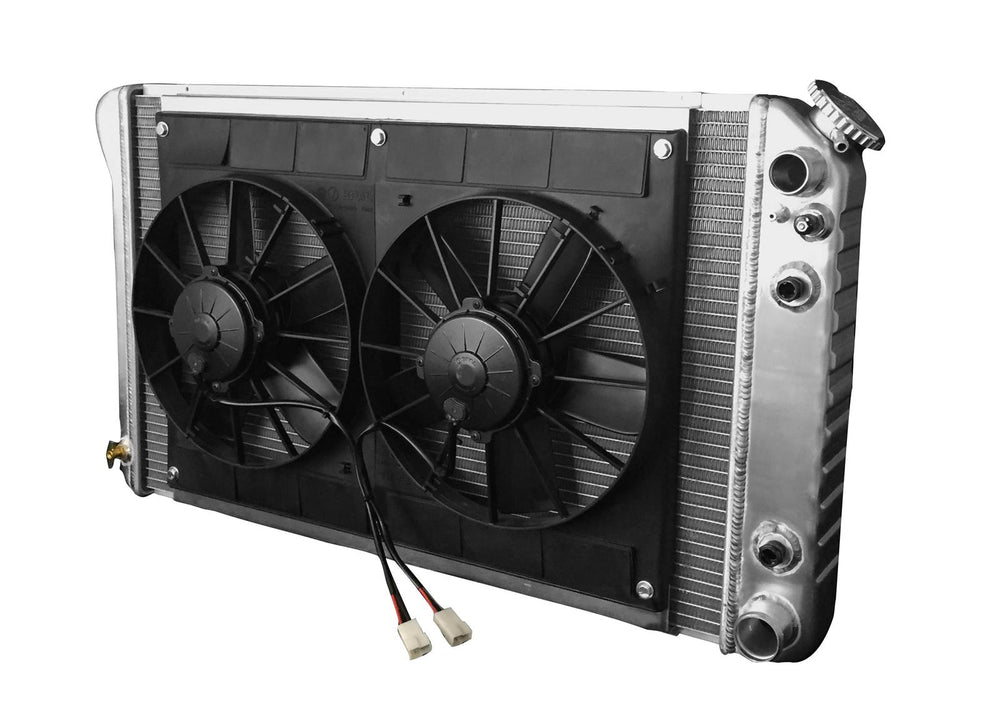 Radiator w/Fans Chevelle LS 73-77 Auto Trans Raw