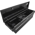 18X20X71 INCH GLOSS BLACK DIAMOND TREAD ALUMINUM CROSSOVER TRUCK BOX KEYED ALIKE FOR FLEETS