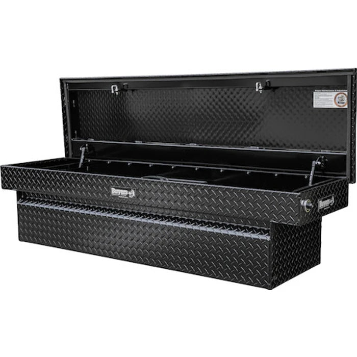 18X20X71 INCH GLOSS BLACK DIAMOND TREAD ALUMINUM CROSSOVER TRUCK BOX KEYED ALIKE FOR FLEETS