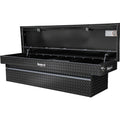 18X20X71 INCH GLOSS BLACK DIAMOND TREAD ALUMINUM CROSSOVER TRUCK BOX KEYED ALIKE FOR FLEETS