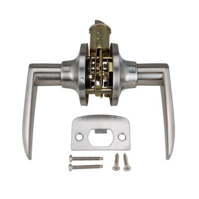 LOCKSET LEVER #909 PASSAGE BRUSHED SATIN NICKEL NONLOCKING