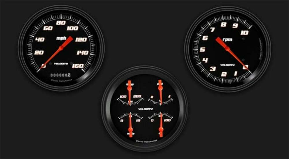 VELOCITY BLACK SPEEDO/TACH/QUAD SET