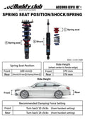 Buddy Club Sport Spec Damper Coilovers Kit Honda Accord 18