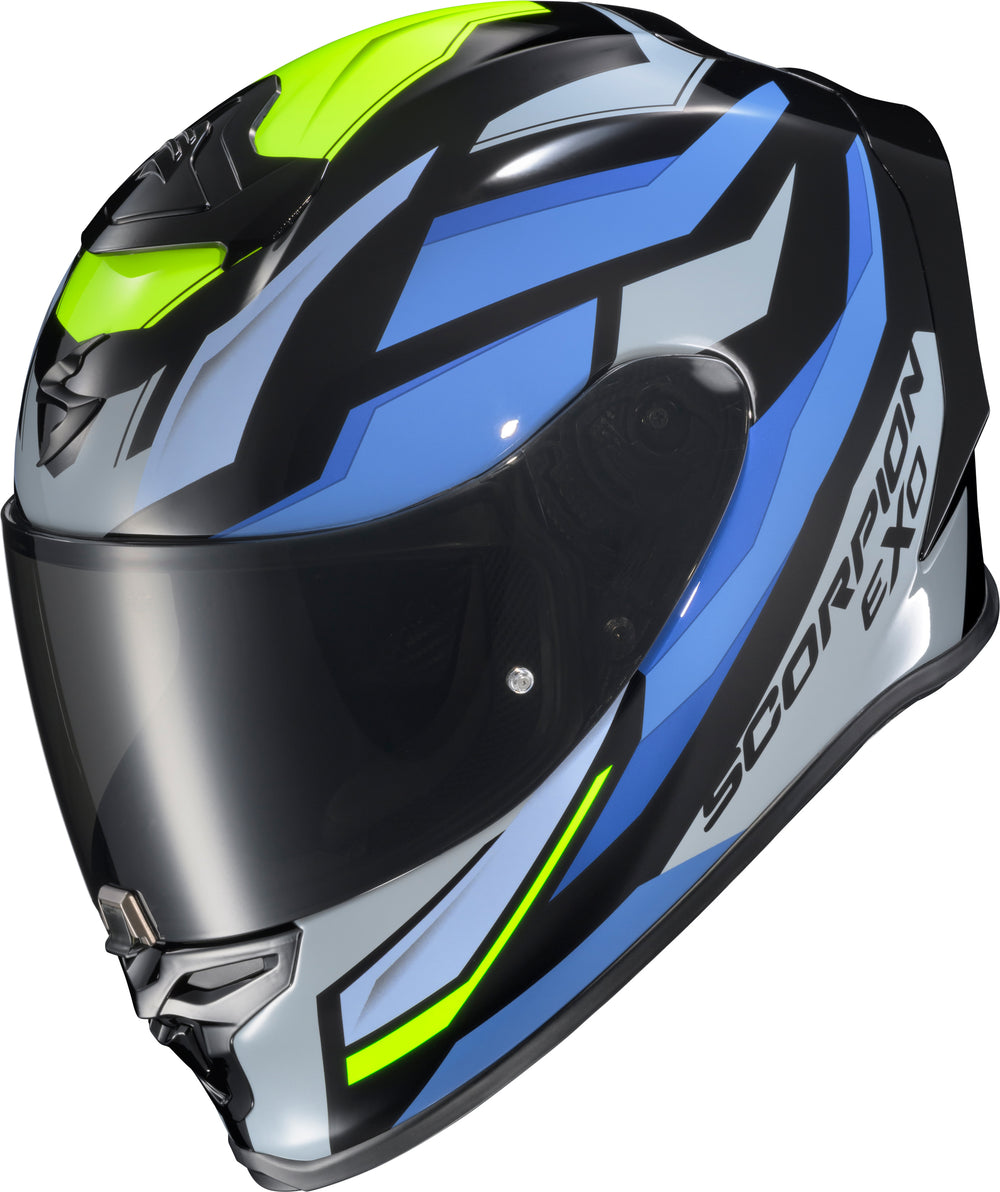 EXO-R1 AIR FULL FACE HELMET RAVEN BLACK/BLUE/HI VIZ SM