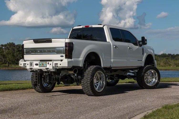 ~(110 lbs. 61X25X10)~ 2015-2019 Chevrolet Silverado 3500 Alpha Front Bumper Commander Grille Guard - 33-1 8inSq. Light (x2) Smooth