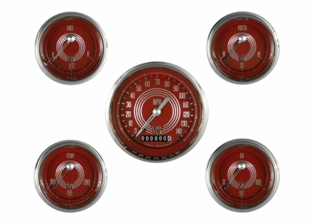 V8 RED STEELIE 5 GAUGE SET-GM