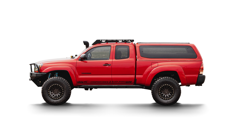 The Teton (2005-2021 Tacoma Access Cab) Roof Rack Half Height (Single Row Light Bar) Black Textured Powder Coat