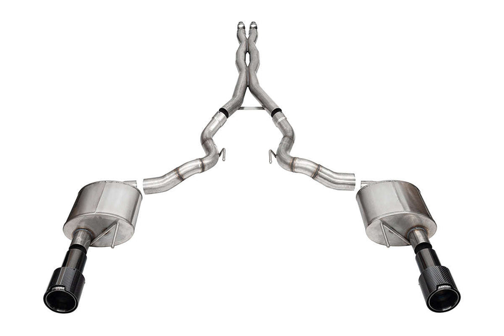 3.0 Dual Rear Exit Cat-Back Exhaust System with 4.5 Straight Cut Carbon Fiber Tips