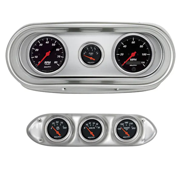 6265 NOVA DIRECT FIT DASH KIT TACH/MPH/FUEL/OIL P/WTMP/VOLT DESIGNER BLACK