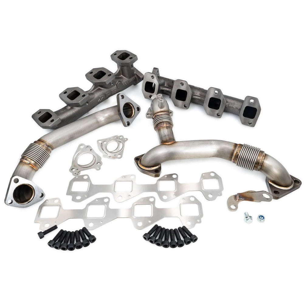 HIGH FLOW EXHAUST MANIFOLD AND UPPIPES KIT SILVERADO/SIERRA 6.6L LB7 SILVER