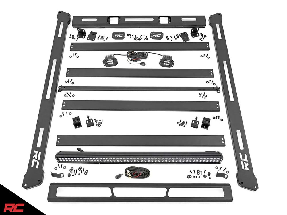 1x 70950BL 1x 10605 1x 70803BL 1x 94700016 Roof Rack Black Series Lights Jeep Wrangler JK (2007-2018)