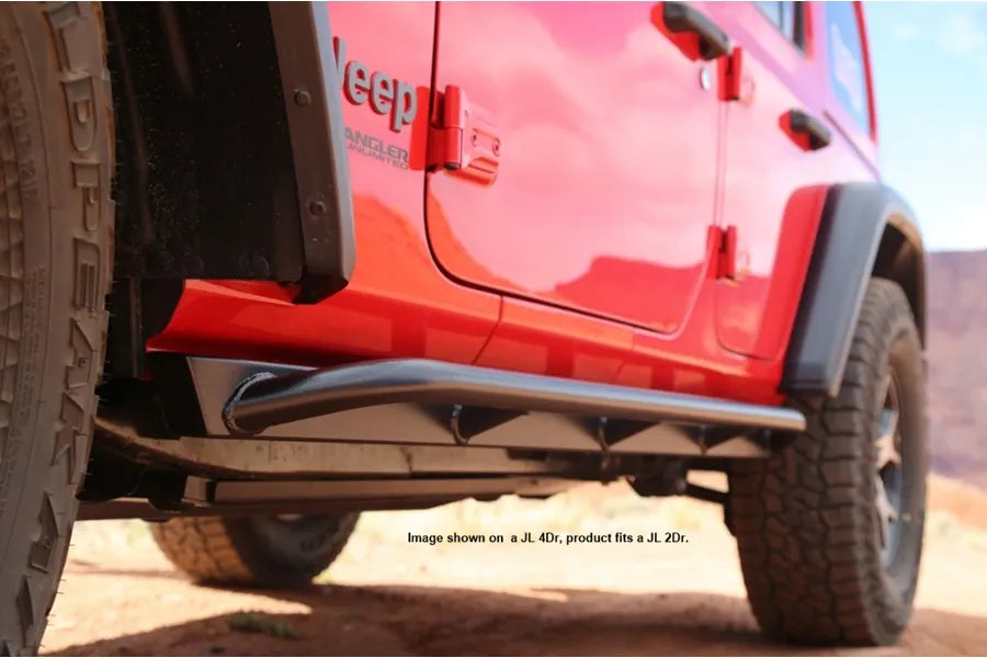 Rock Hard 4x4 Patriot Series Tube Slider Rocker Guards Angled Up for Jeep Wrangler JL 2DR 2018 - Current [RH-90100]