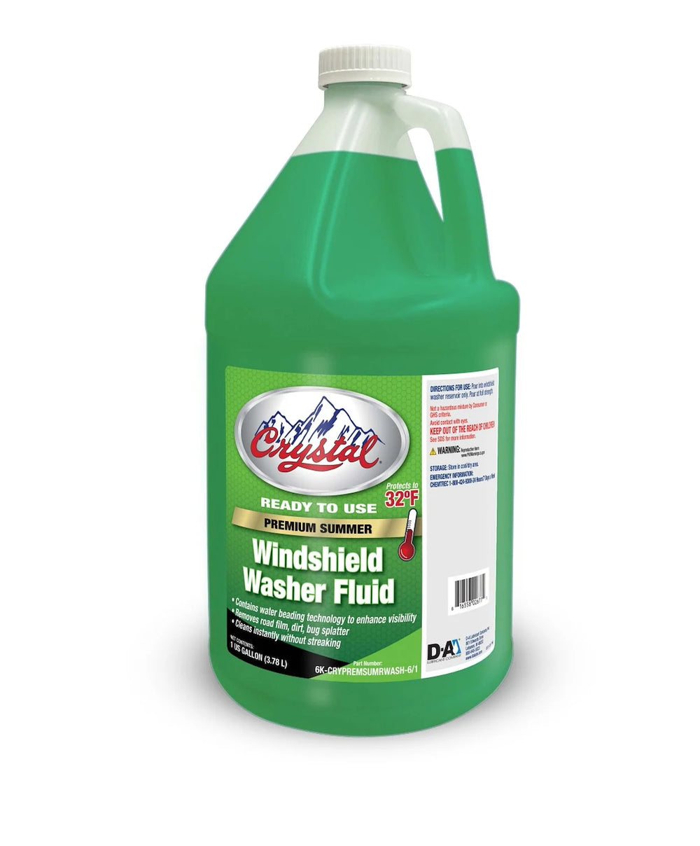 CRYSTAL PREMIUM SUMMER WINDSHIELD WASHER FLUID W/REPELLER (RTU) 1 GAL 6 PER CASE GREEN