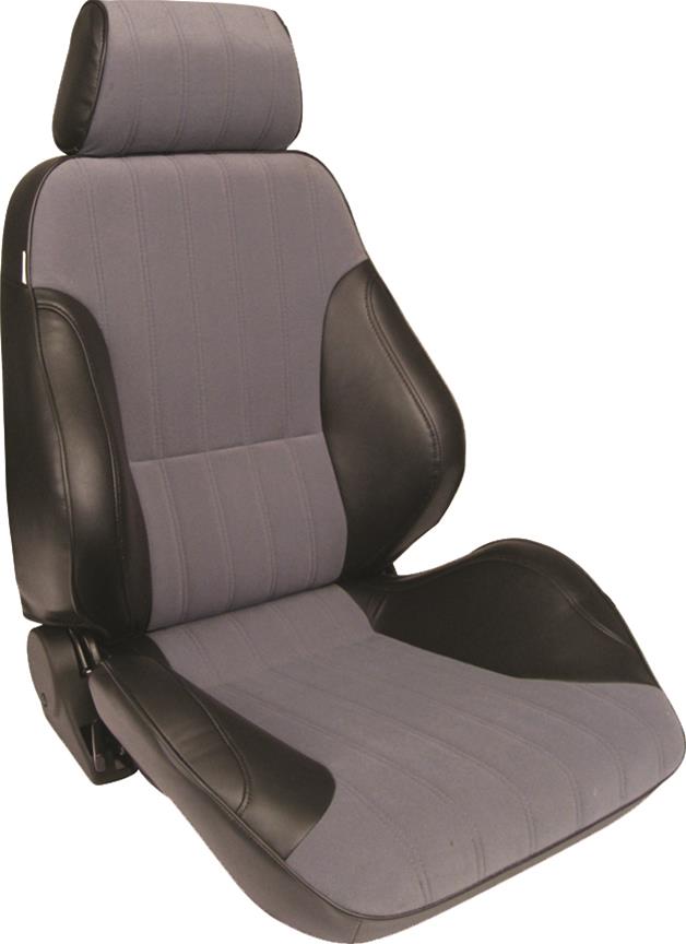 RALLY RECLINER SMOOTH BACK BLACK VINYL SIDES GREY VELOUR INSERT LEFT