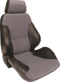 RALLY RECLINER SMOOTH BACK BLACK VINYL SIDES GREY VELOUR INSERT LEFT
