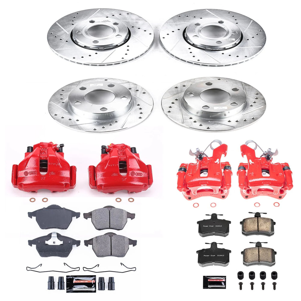 Power Stop 96-98 Audi A4 Quattro Front & Rear Z23 Evolution Sport Brake Kit w/Calipers