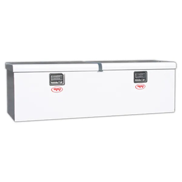 DOUBLE LID STEEL CHEST BOX WHT F/8FT BEDS