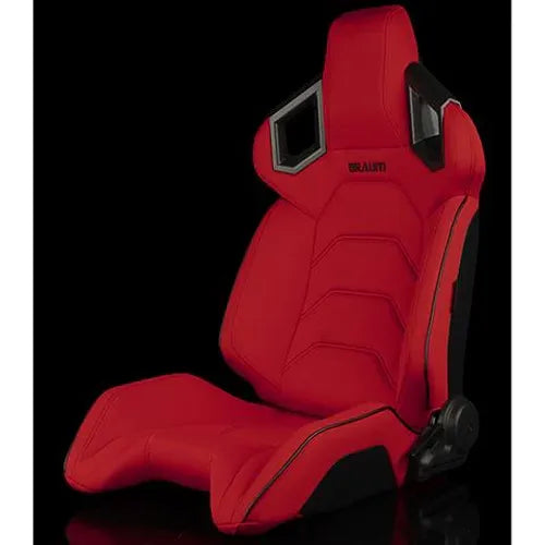 Braum Alpha X Series Sport Seats - Red Polo Fabric (Black Stitching) - BRR5-RFBS