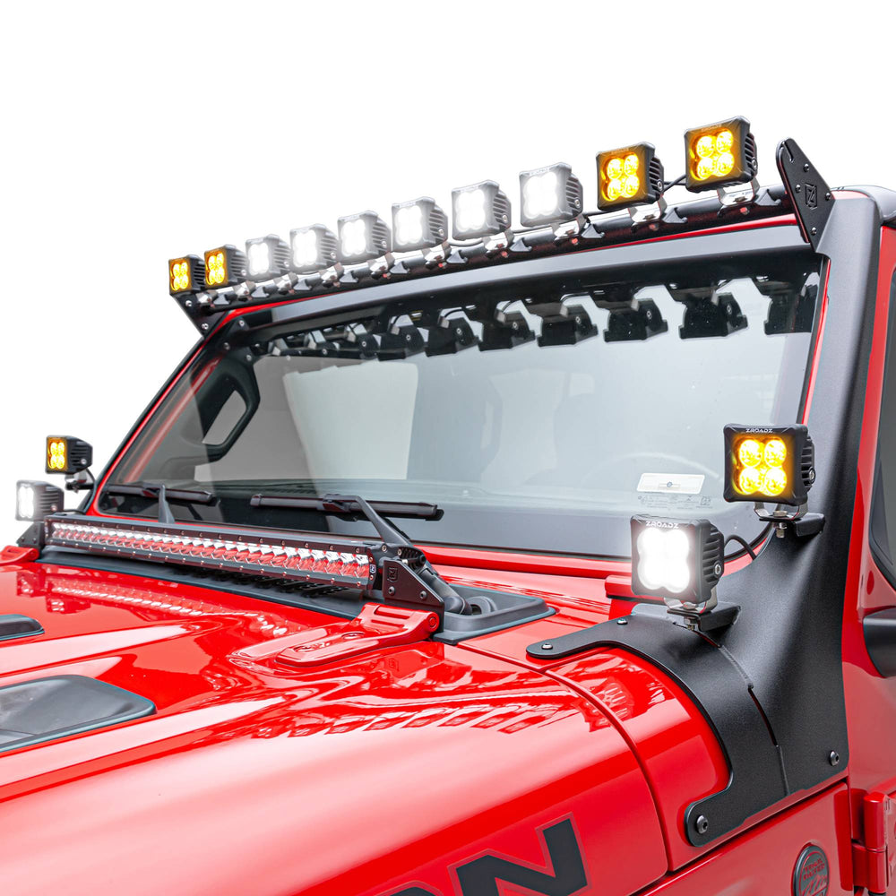 Multi-LED Roof Cross Bar and 4-Pod A-Pillar Complete KIT Includes (14) 3-Inch ZROADZ Light Pods