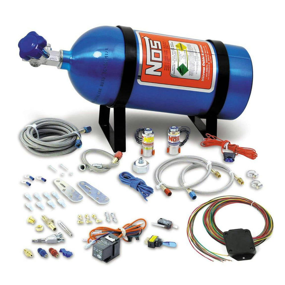 Single Fogger Wet Nitrous System Multi-Fit For 8 Cylinder Multi-Point EFI Wet Nitrous System With Drive-By-Wire Throttle Body 75-125 Hp Blue Bottle NOS