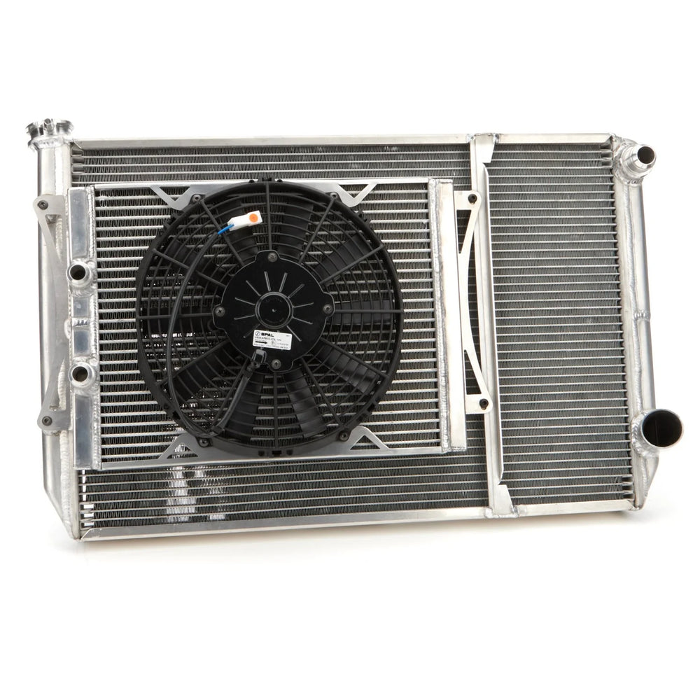 Radiator Dbl 29x18 W/Oil Cooler Fan w/ Fill Neck